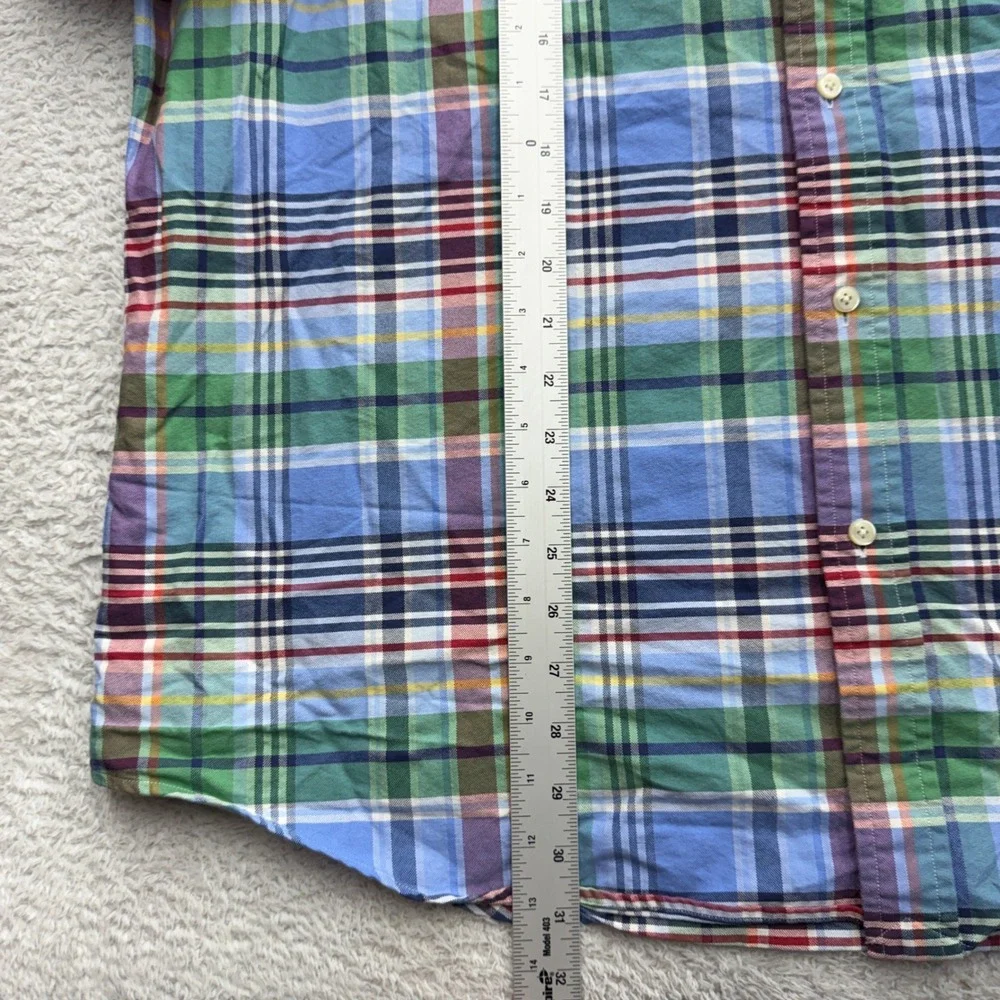 Polo Ralph Lauren Mens XXL Classic Fit Plaid Button Down Shirt Blue Green Multi
